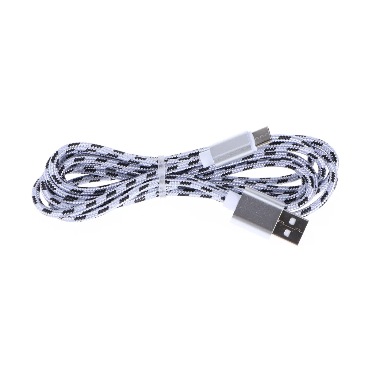 2M 실버 나일론 편조 타입 C USB 케이블 고속 충전 데이터 동기화 코드 (스마트폰, 태블릿, 여행, 가정, 사무실, 차량용)