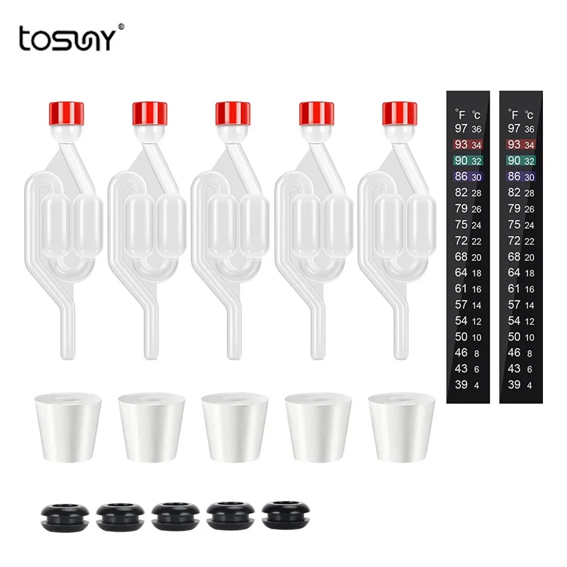 

S-образные пивоваренные Воздушные Замки, 5 упаковок, набор воздушных затворов для брожения в домашних условиях с силиконовой пробкой, инструмент для брожения CARBOY BUNG