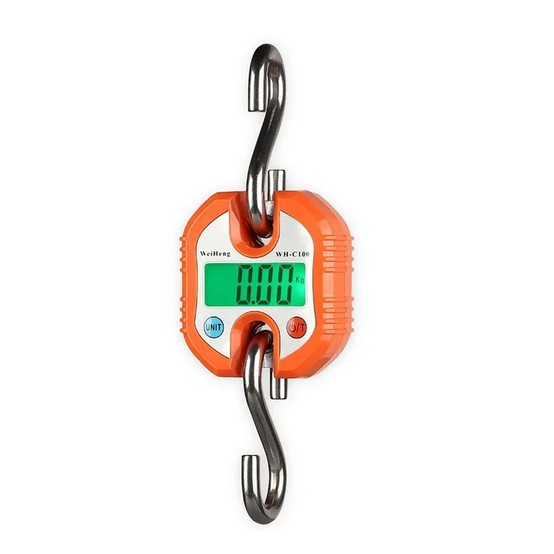 Electronic Hanging Scales 150kg 50g Digital Stainless Steel Hook Weighing LCD Crane Scale Loop Fish Heavy Duty Weight Balance digital scale weighing tools hanging scale