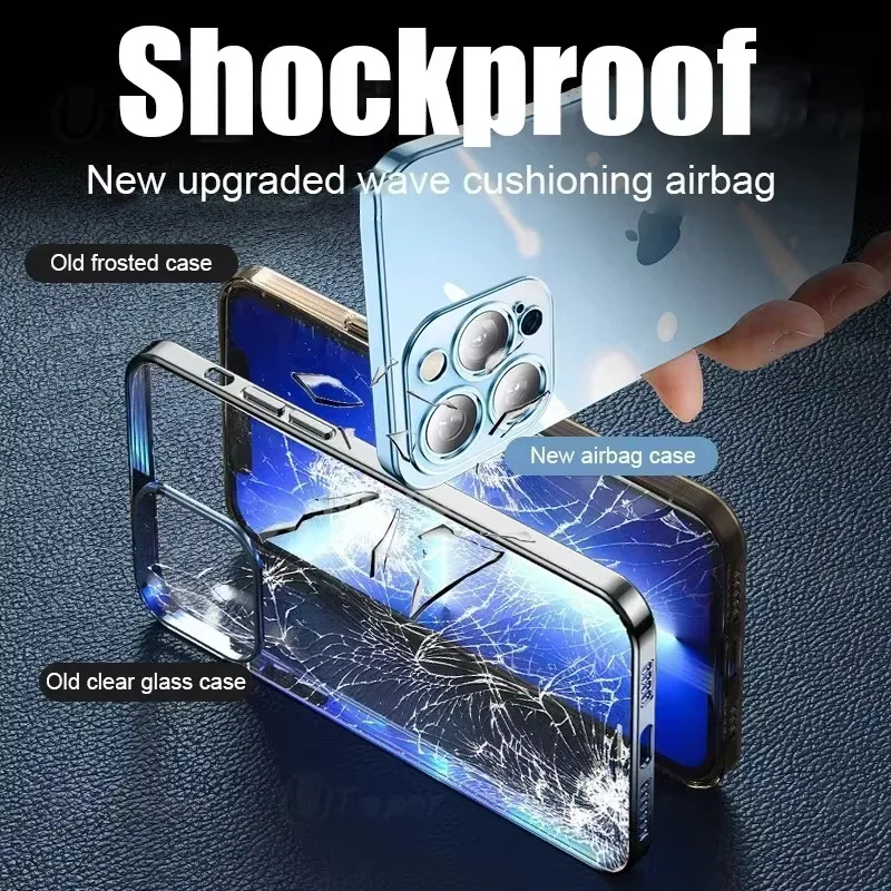 Phone Case Plating Clear Phone Case For iPhone 16 15 14 Plus 11 12 13 Pro Max Full Lens Protect Soft TPU Shockproof Back Cover