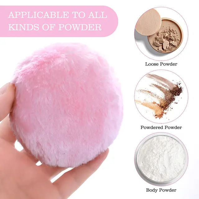 Borla de maquillaje con lazo ultra suave: Aplicador de Polvos Facial y Corporal | Emoape