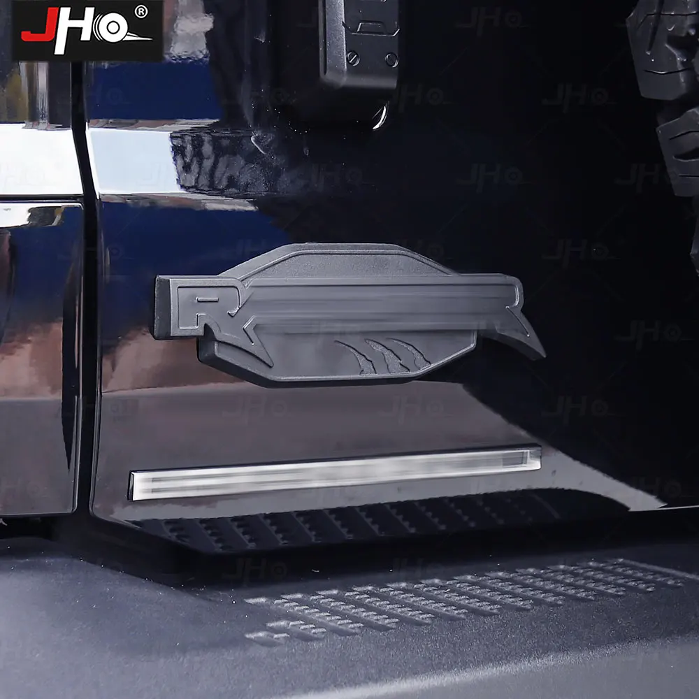 JHO 테일게이트 엠블럼 랩터 로고 배지 커버, 블랙 장식 트림, 포드 브롱코, 브롱코 스포츠 2021 2023 외부 액세서리