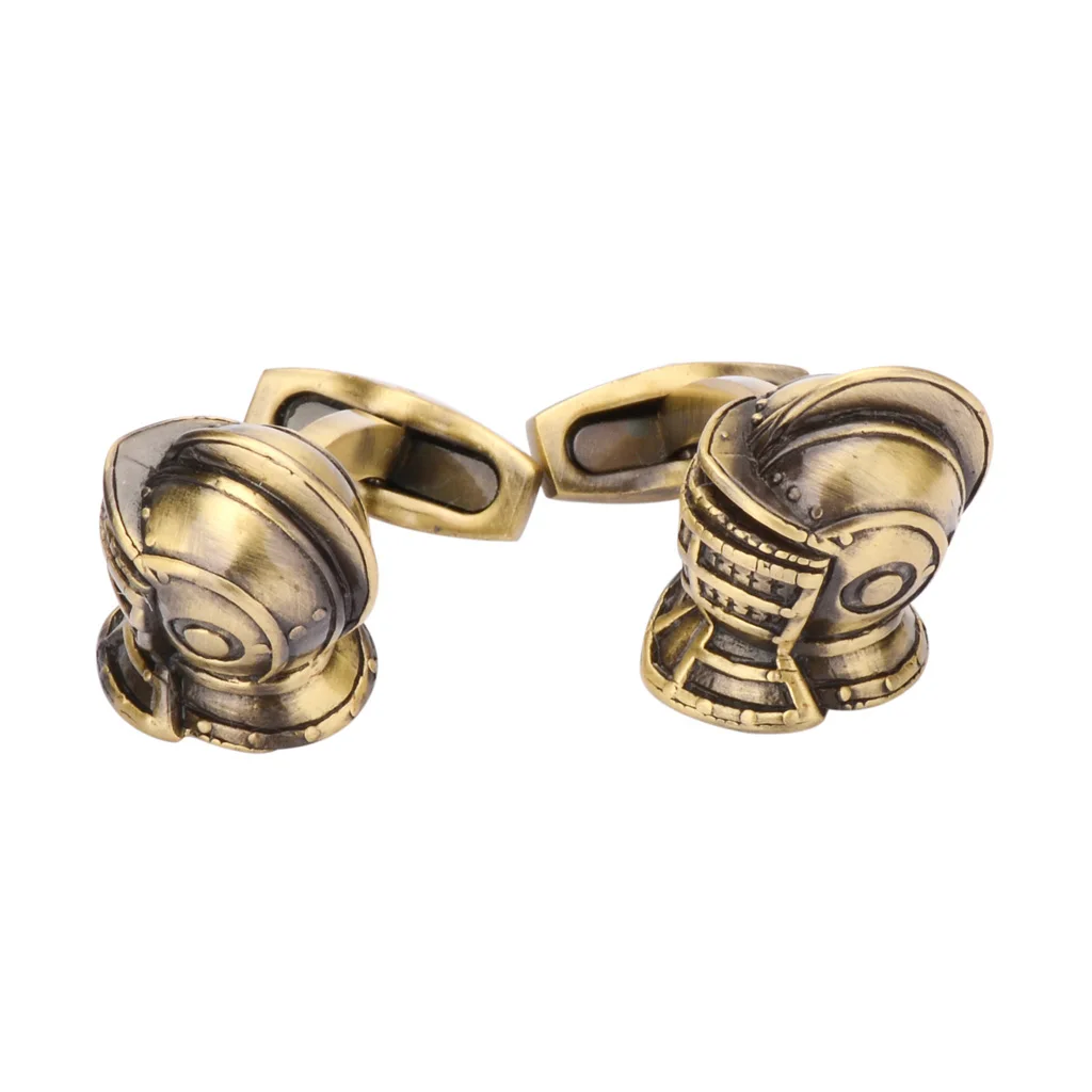 NVT Vintage War Helmet Cufflinks for Mens Shirt High Quality Bronze Cuff Links Father Husband Special Gift Free Engraving Name