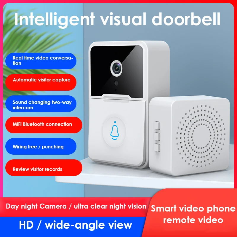 

Wireless Doorbell WiFi Outdoor HD Camera Security Door Bell Night Vision Video Intercom Voice Change For Home Monitor Door Phone