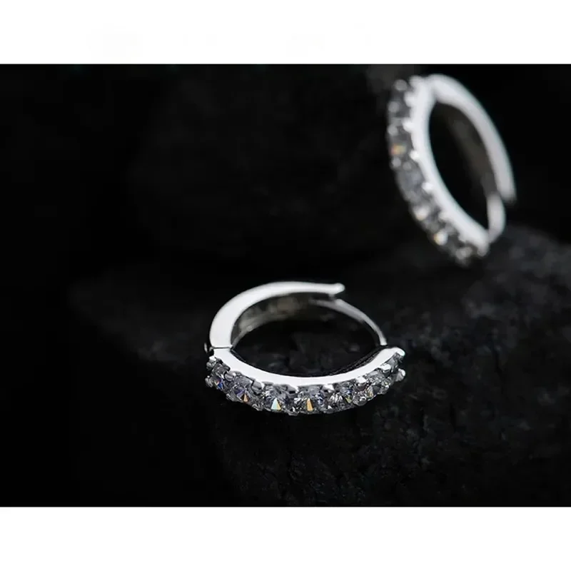 925 Silver Plated Hoop Earrings For Women - Rhinestone Crystal Luxury Jewelry Set Romantic Gift Stylish Elegant Earrings