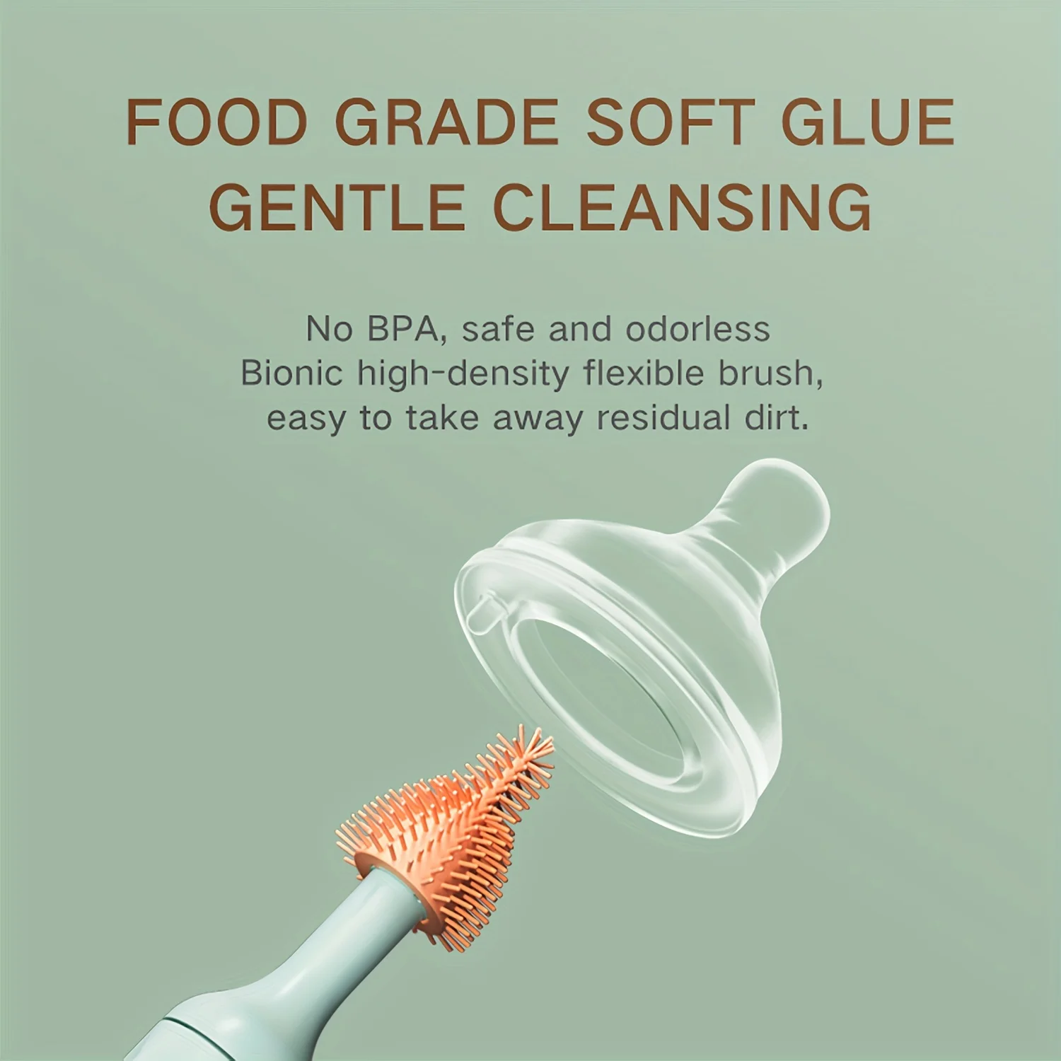 Bottle Brush Set, Silicone Bottle Brush, With 2 Pacifier Brushes, Straw Cleaner, USB Rechargeable, Waterproof Brush