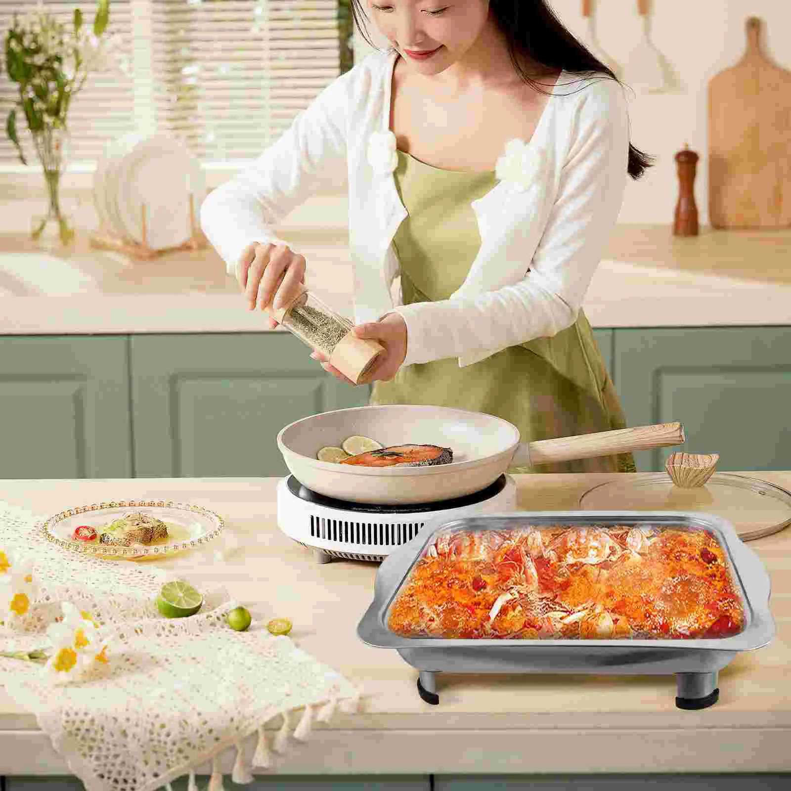 Chafing Dish Buffet Set Stainless Steel Rectangular Chafers Cover Lid Buffet Server Food Warmer Catering Pan Hot Steam