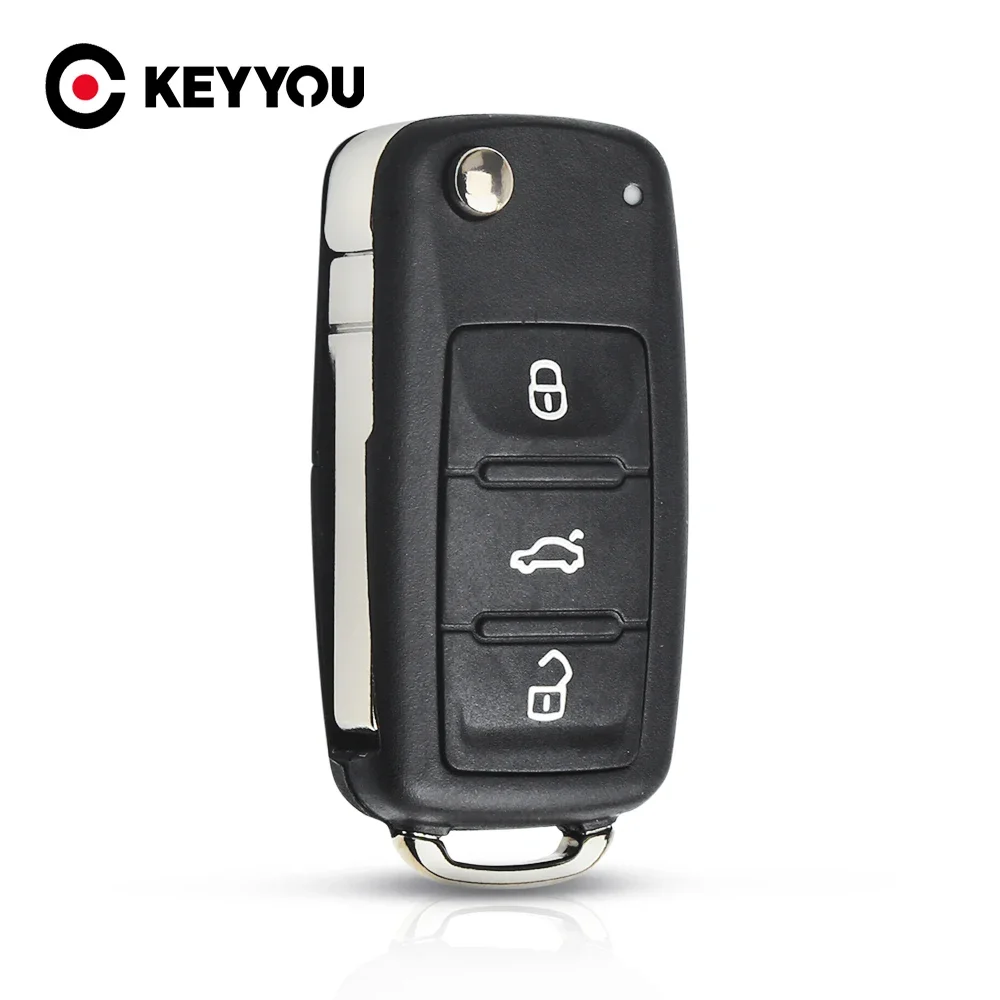 KEYYOU 10 Uds funda plegable con tapa para llave remota para VW VOLKSWAGEN Tiguan Golf Sagitar Polo MK6
