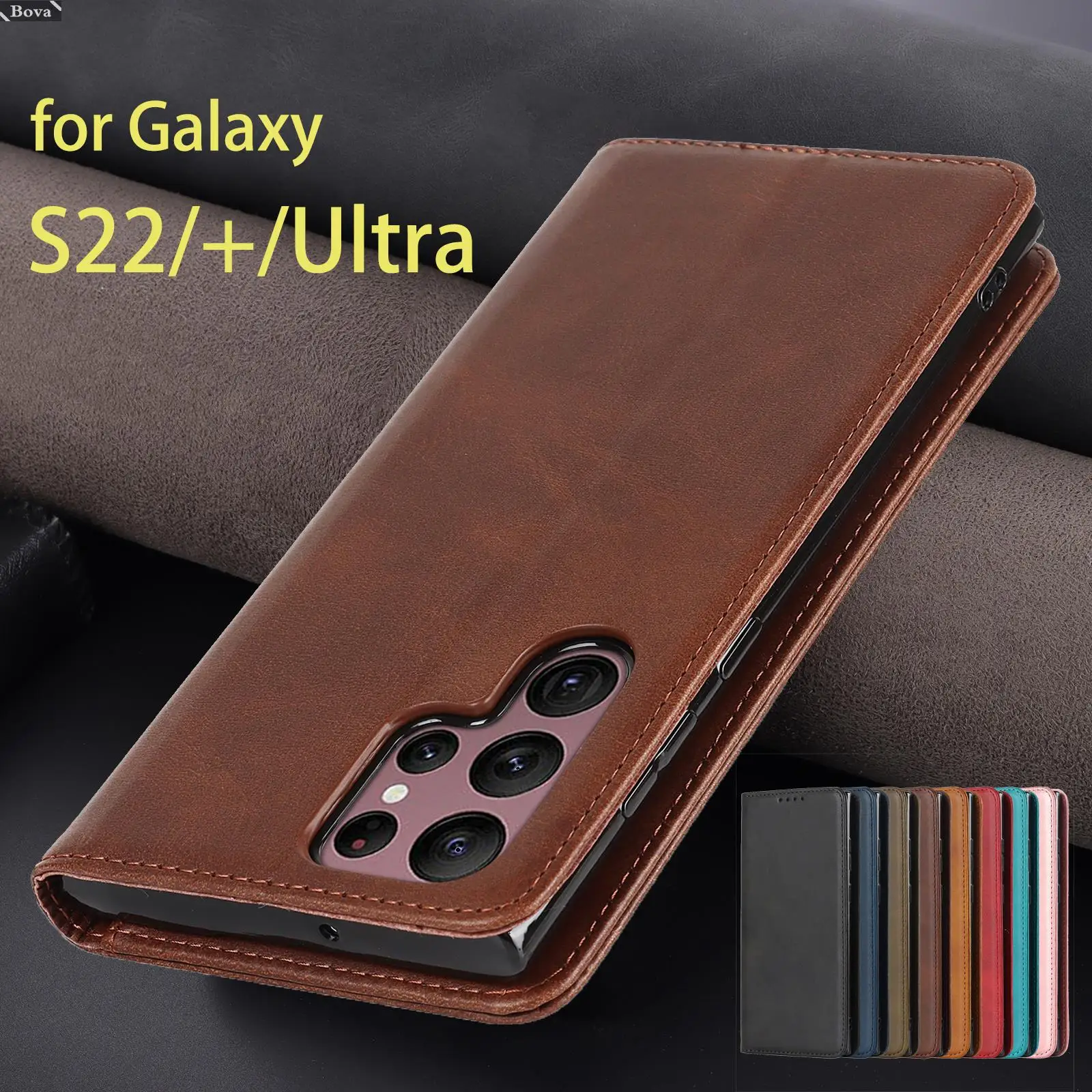 Leather Case for Samsung Galaxy S22+ S23+ Ultra 5G Holster Magnetic attraction Flip Cover Case Wallet Phone Bags Fundas Coque