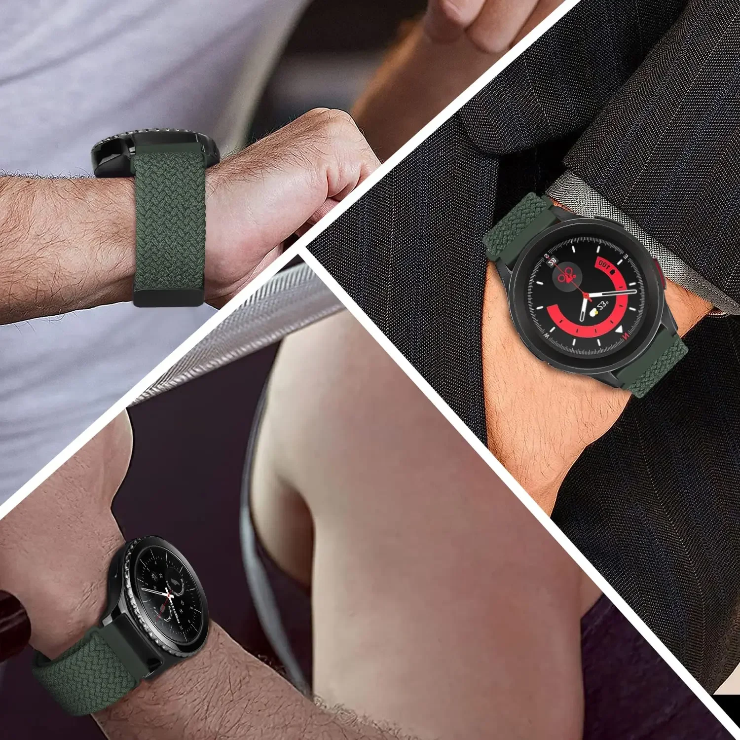 20/22mm Strap For Samsung Galaxy Watch 6 5 4 40mm 44mm classic/active 2/s3 Braided Solo loop bracelet Huawei watch GT2 3 4 Band