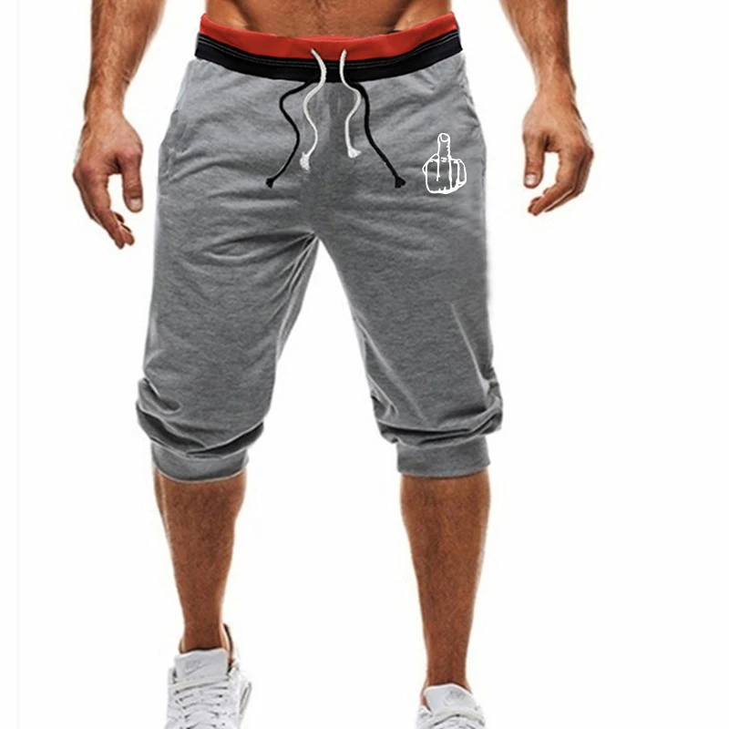 

Men's Fashion Print Capri Pants Loose Drawstring Calf-Length Points Trouser Summer Casual Joggers Fitness Solid Color Sweatpants