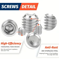 100 ชิ้นชุดสกรู Assortment Kit M3 M4 M5 M6 M8 พร้อมปุ่มอัลเลน 304 สแตนเลส Grub สกรูสําหรับติดตั้งลูกบิดก๊อกน้ําและอื่นๆ 6