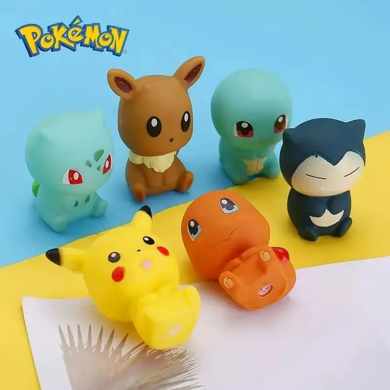 Pokemon 6pcs/set Baby Bathroom Toys Pikachu Bulbasaur Charmander Squirtle Eevee Action Figure Soft Vocal Kids Bath Doll Gifts - Image 2