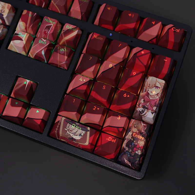 Lyney Genshin Impact Switch Cross Key Cover Presente Teclado Mecânico Pbt Dye Sublimação Light Transmitindo Cereja - Imagem 2