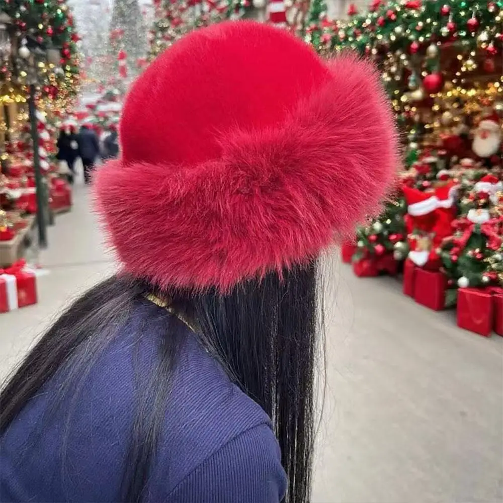 Winter Warm Christmas Hat Thicken Plus Velvet Snow Ski Cap Fluffy Windproof Beanie Hat Christmas Photo Props Accessories Gifts
