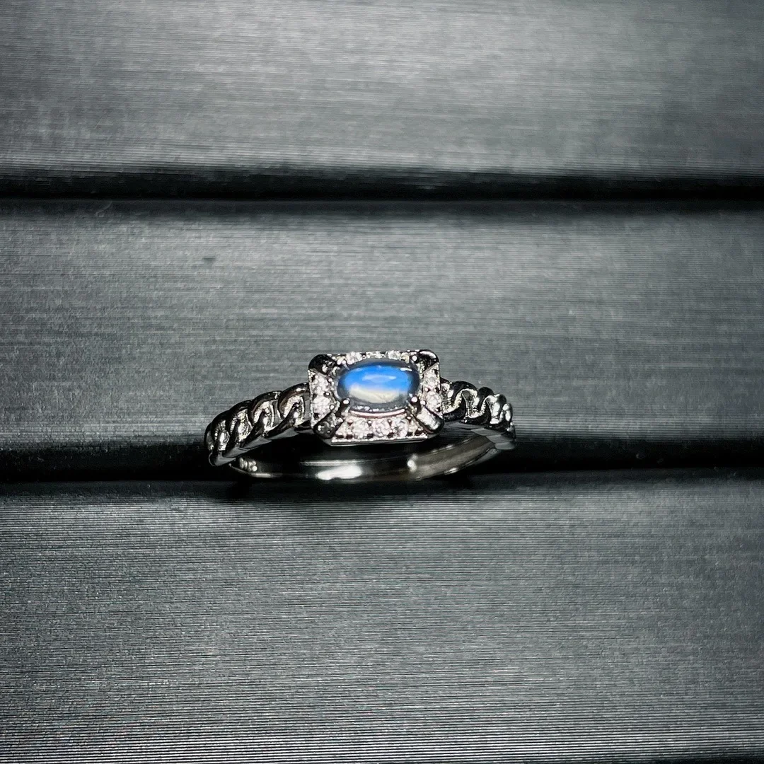 

Новинка 2023, кольцо из серебра S925 пробы с натуральным индийским лунным камнем, круглое красивое открытое дизайнерское кольцо без оптимизированного основного камня