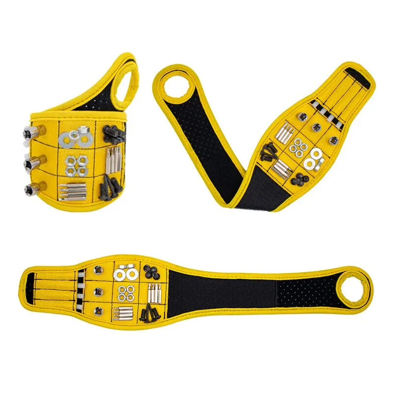Poderosa Pulseira Magnética Pulseira Organizar Parafuso Prego Porca Parafuso Broca para Peças Pequenas Ferramenta Eletricista Carpintaria Bolsa de Armazenamento de Sucção Magnética para o Pai Marido Pai Presente Bolsas ferramenta - Image 6