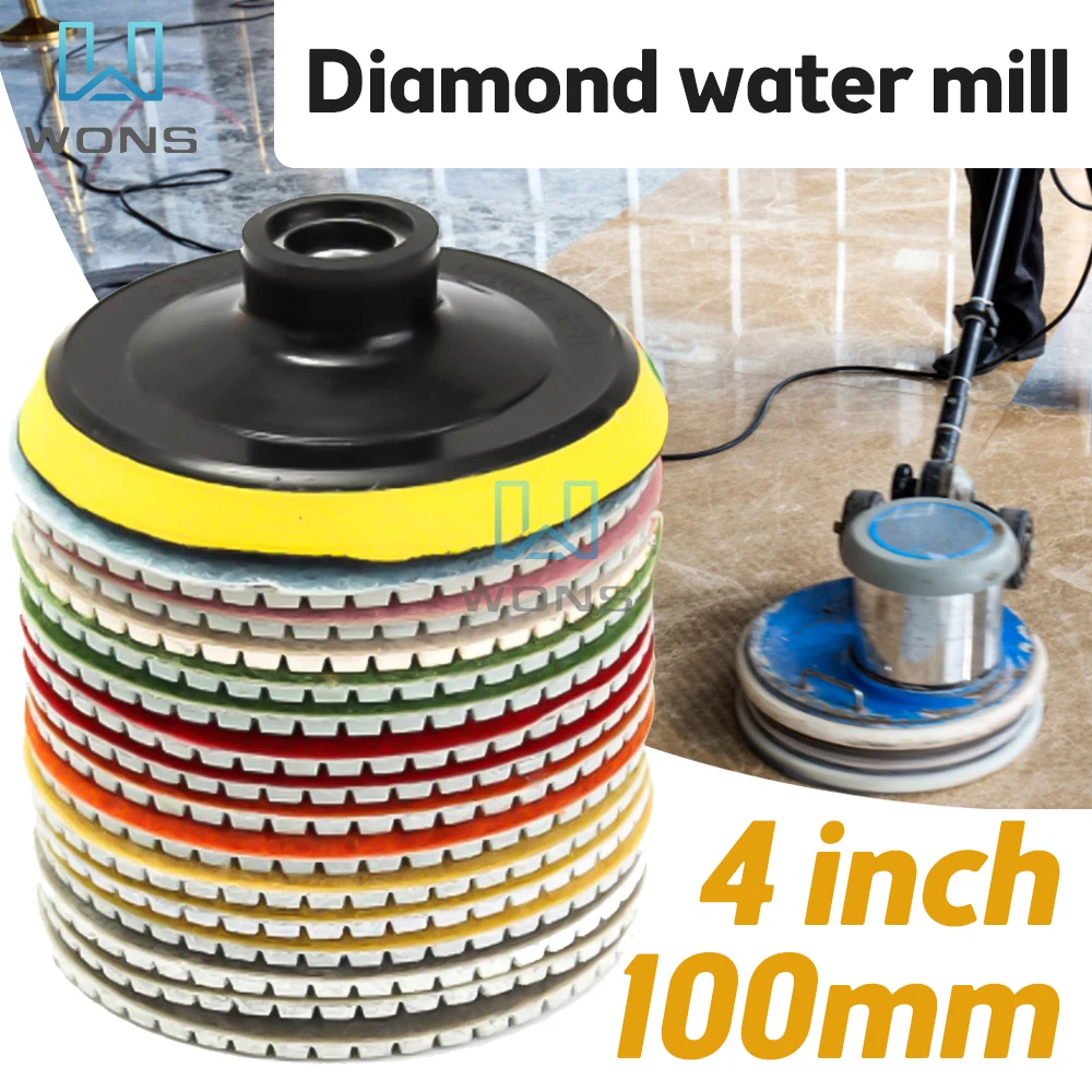 

8Pcs Diamond Polishing Pads Kit 4 Inch M14 Polishing Wheel For Granite Stone Concrete Marble Polishing Tool Grinding Discs Set