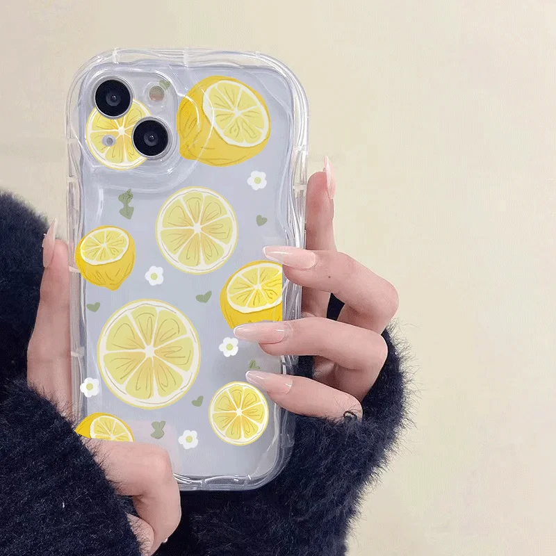 Vibrant Lemon Summer Fruit Silicone Case with Wave Side Design