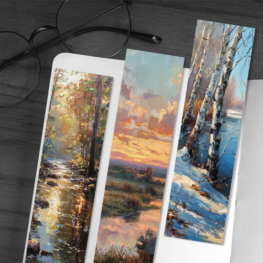 Oil Painting Landscape Bookmarks 30PCS Book Pages Study Room Student Supplies Gift