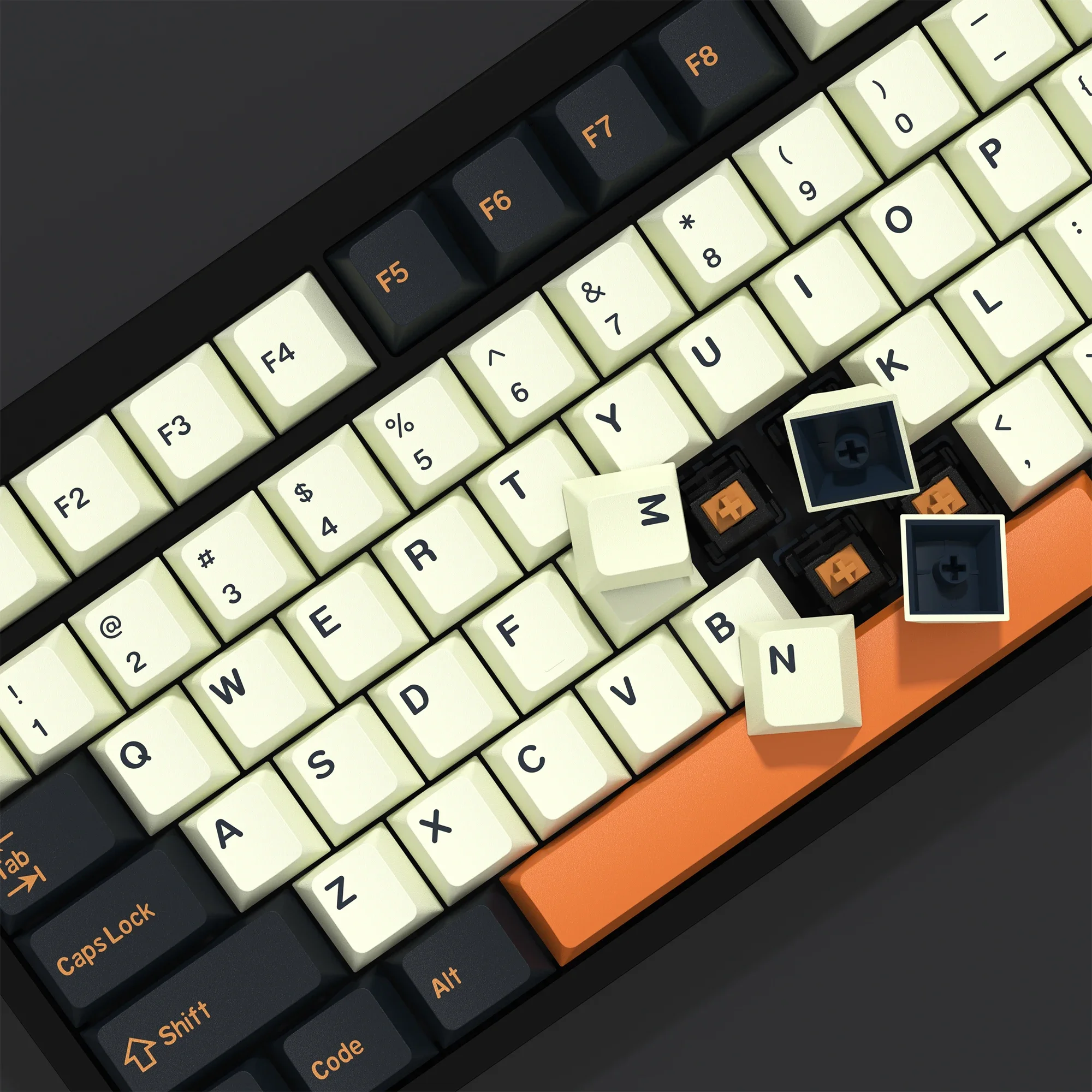Cherry Profile PBT Double Shot Keycap Set - GMK Carbon Design, 176 Keys