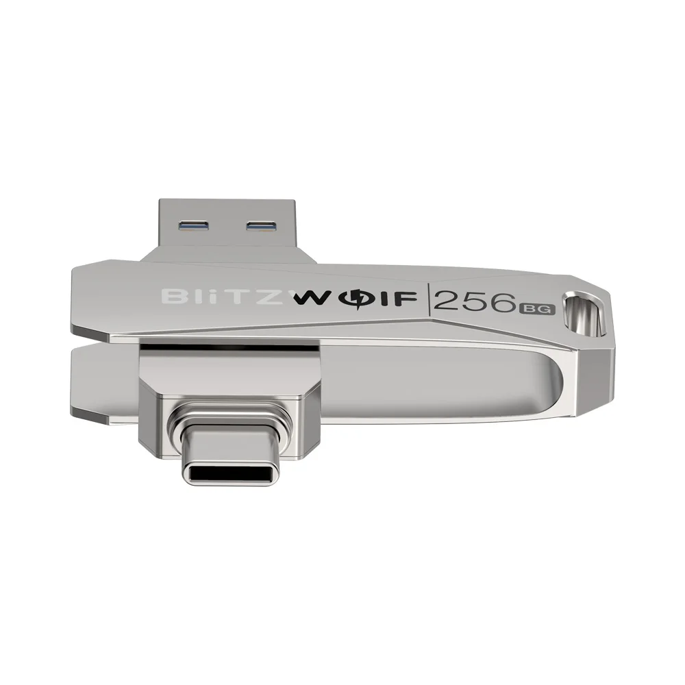 Tipo-c Usb Flash Drive Transmissão Ultra-rápida Rotação 360 ° Disco de Liga de Zinco 256gb 256gb Usb 3.0 em Blitzwolf-bw-upc2 - Imagem 3