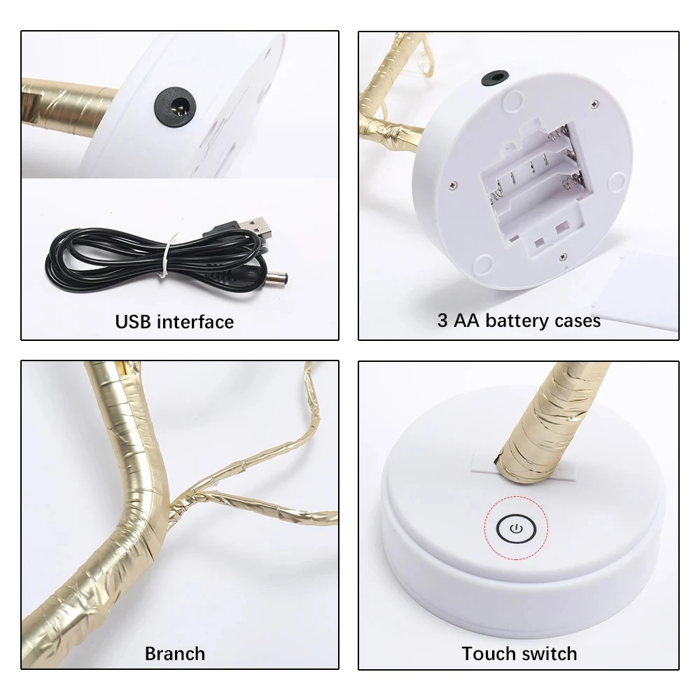 مصباح شجرة زينة مضيئة باللمس – USB أو بطارية - صورة 11