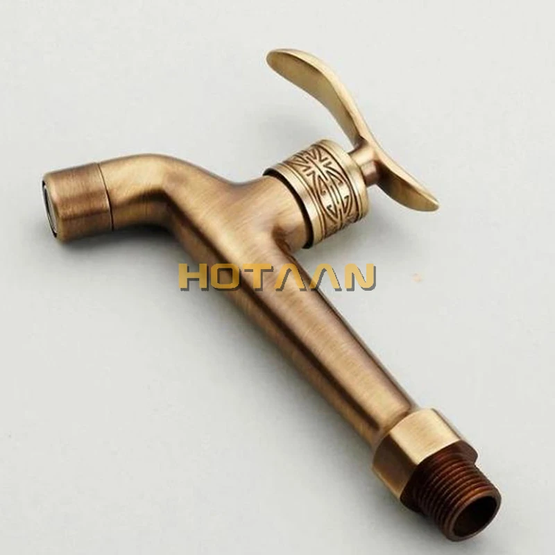 Long garden use Bibcock faucet tap crane Antique Brass Finish Bathroom Wall Mount Washing Machine Water Faucet Taps YT-5156-A