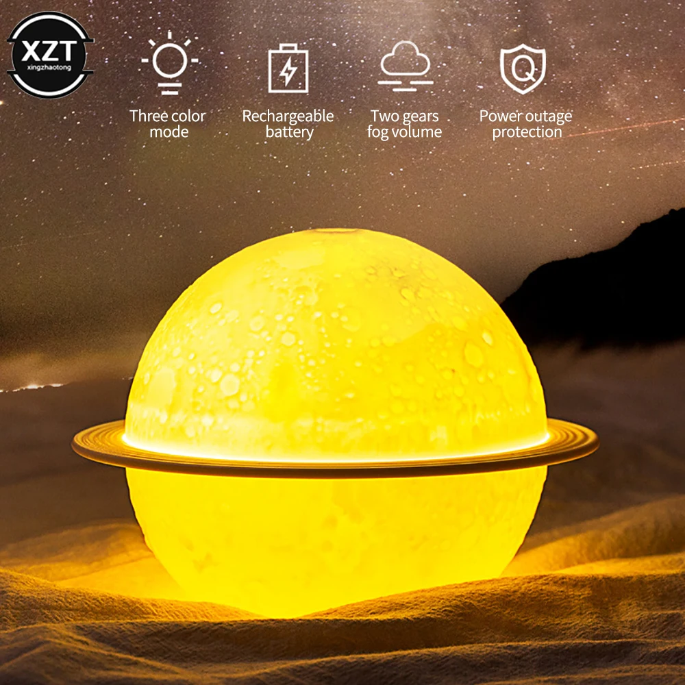 Air Humidifier Large-capacity 3D Moon Electric Aroma Diffuser with LED Light Relieve Fatigue for Friends Family Relatives Gifts