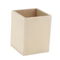 Square Unfinished Wood Pen Container Storage Box for Kids DIY Crafts 2