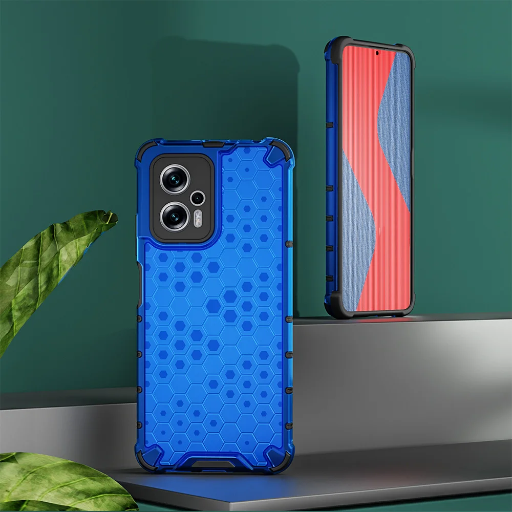 KEYSION Stoßfestes Rüstungsgehäuse für Xiaomi POCO X4 GT X4 Pro 5G Transparente Wabentelefonrückseite für Redmi Note 11T_voghion.com