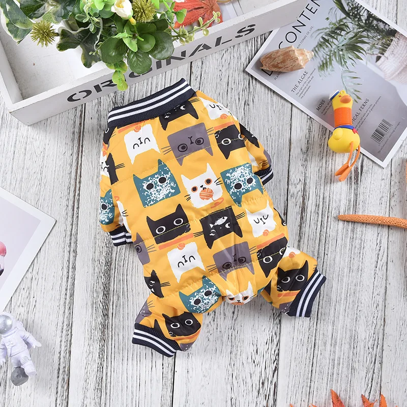 

Winter Dog Overalls Clothing Cartoon Pets Warm Jumpsuit Full Suits Schnauzer Pomeranian Chihuahua Small Dogs Costumes Clothes