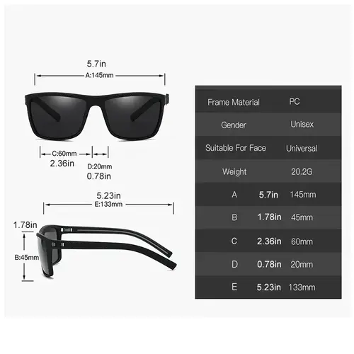 Square Polarized Sunglasses for Men and Women Lightweight Frame Sun Glasses - Image 2