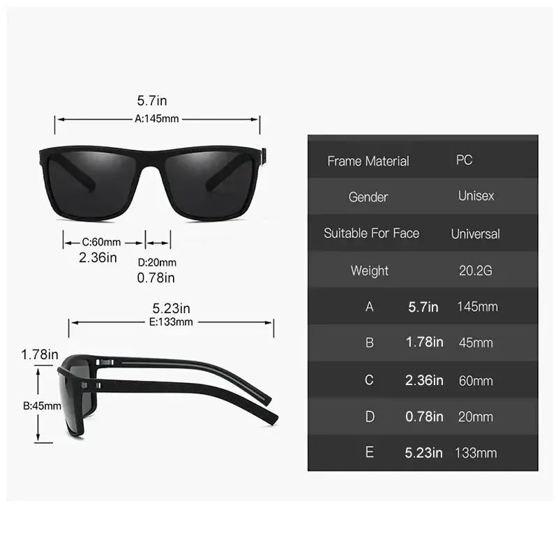 Square Polarized Sunglasses for Men and Women Lightweight Frame Sun Glasses - Image 2