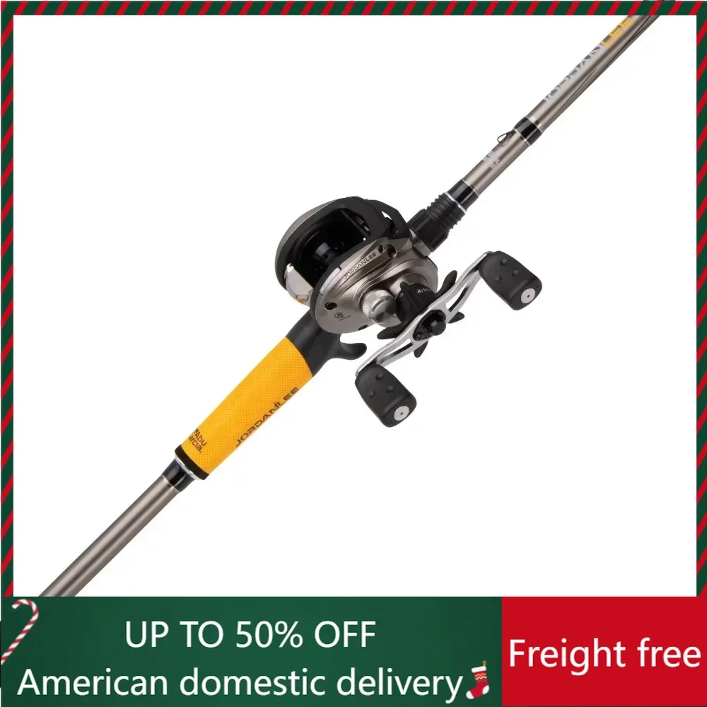 

7’ Jordan Lee Fishing Rod and Reel Baitcast ComboFreight FreeFreight Free Fishing Rods Complete Set Tackle Kit Sports