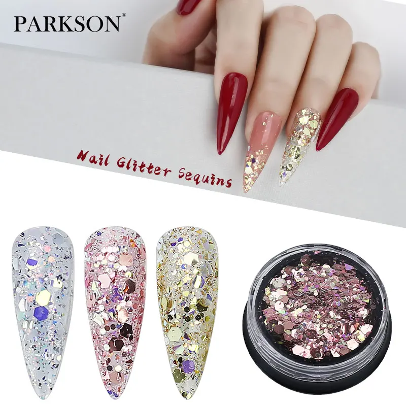 Arte Clavo Holographic Nail Glitter Sequins 3D Glitter Powder Mermaid Sequins Flakes Mixed Mermaid Hexagon Spangles For Maincure
