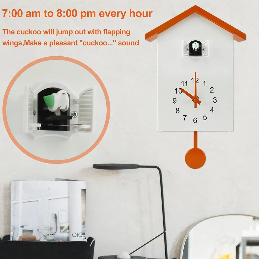 Cuckoo Clock with Chimer Bird House Cuckoo Sound Clock Battery Powered Cuckoo Wall Clock for Wall Art Home Living Room Decor 4
