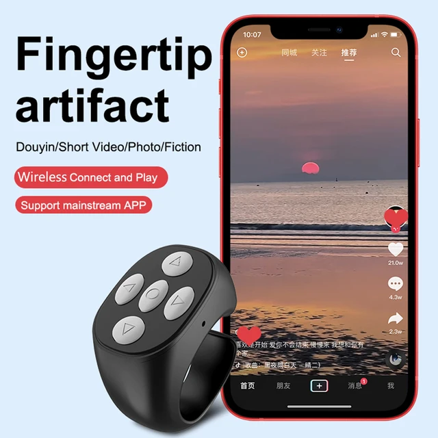 For TikTok Ring Bluetooth Remote Control Fingertip Selfie Video Controller Automatic Page Turner Browsing For Mobile Phone 2