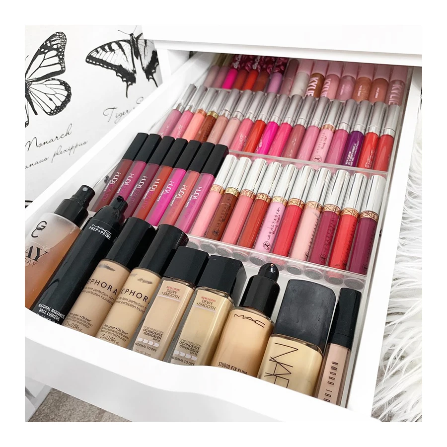Confezione Da 6 Organizer Per Cassetti In Plastica Trasparente, Divisori Impilabili E Portatili, Per Cucina, Trucco, Ufficio, Scuola, Bagno