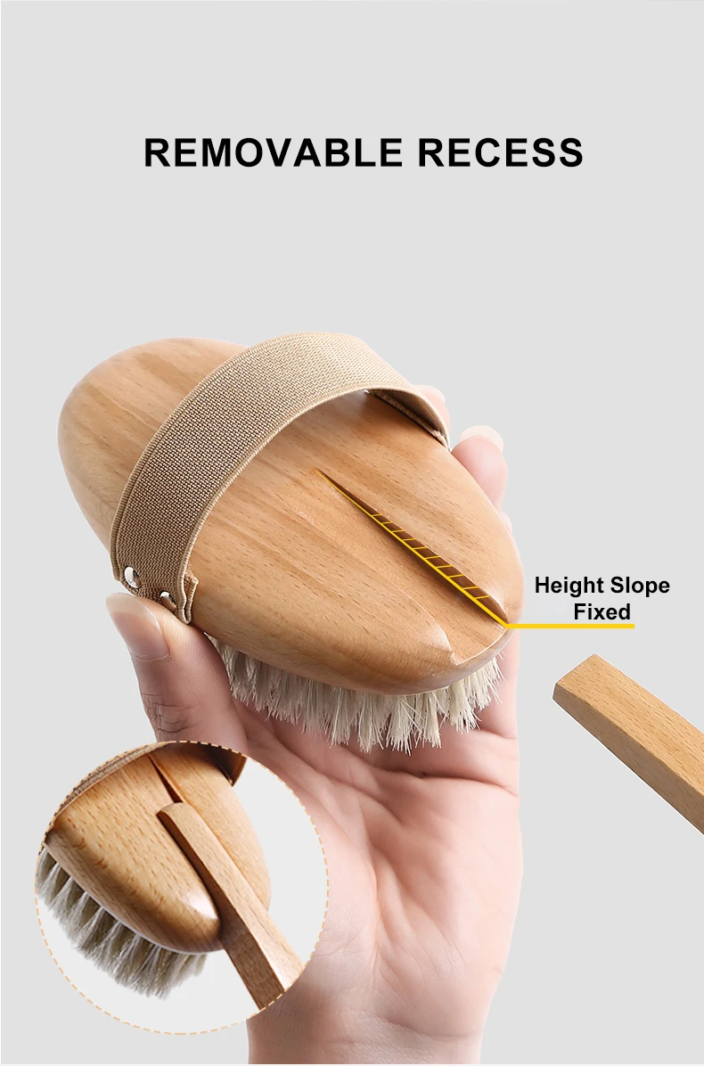Description Picture 6 of itemLong Handle Bath Brush Horsehair Hog Bristle Scrub Skin Massage Shower Scrubber Body Cleaning Brush Bathroom Accessories