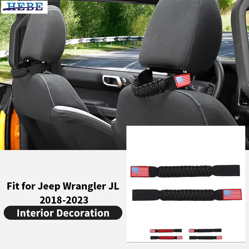 HEBE Universal Seat Headrest Pull Paracord Handle Rope for Jeep Wrangler/For Suzuki Jimny Interior Accessoriess