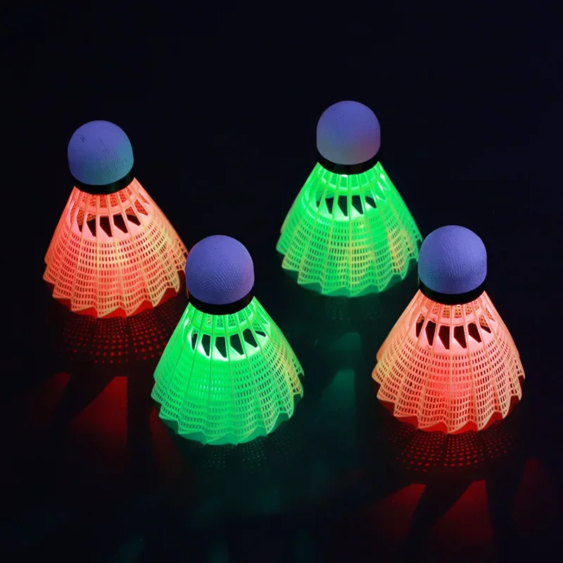 Leket LED Switchable Goose Feather Badminton Shuttlecock Night Glow Nylon Training Birdie Resistant to Beaten Sports Entertainme