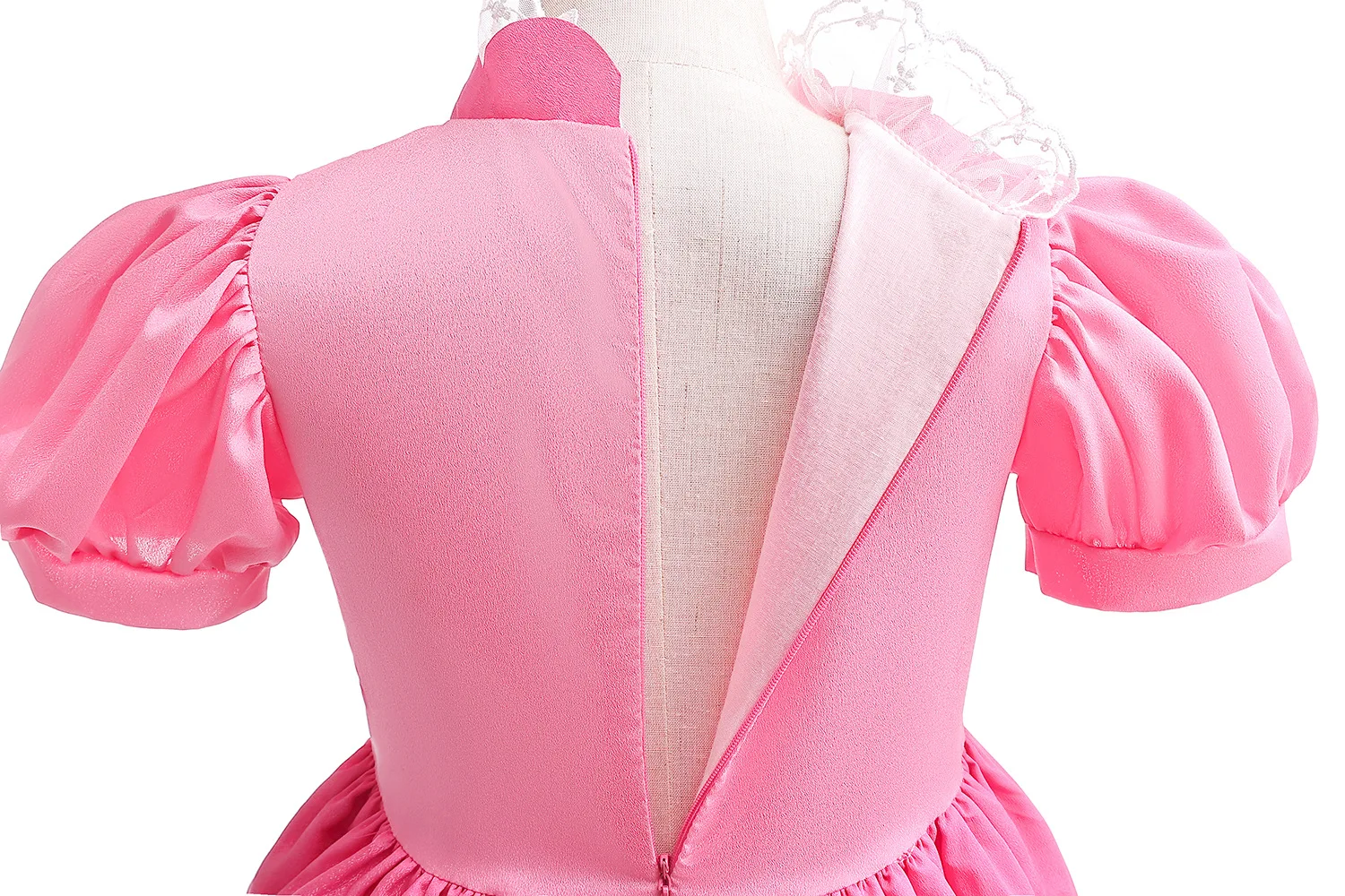 Pfirsich-Prinzessin Kostüm-Set für Mädchen Kinder Spitzen-Rüschenkleid mit Accessoires Perfekt für Geburtstag Halloween Cosplay Party – Detail 7