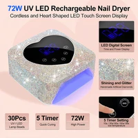 Rechargeable UV LED Nail Lamp 72W Cordless UV Light for Nails With Rhinestone Heart Shaped Manicure Pedicure Machine Nail Tools 2