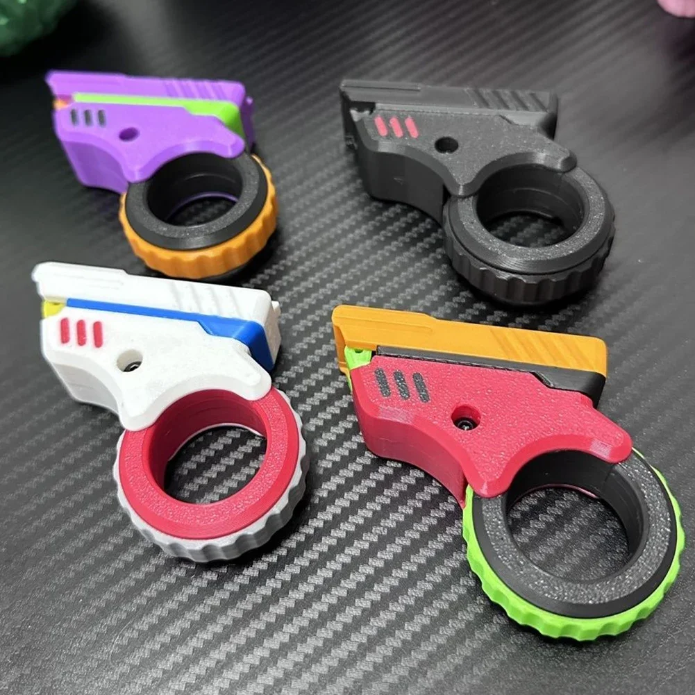 3D Printed Office Desk Toys Effective Stress Reduction Gun Shape Fidget Ring Small Pistol Toys for Anxiety and ADHD Sufferers