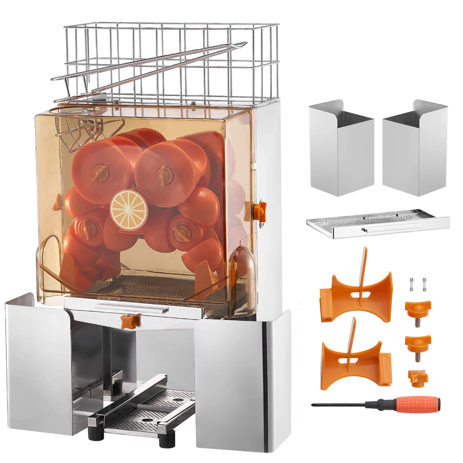 SucceBuy Machine à jus d'orange commerciale, extracteur de jus automatique, presse-agrumes en acier inoxydable avec boîte de filtration extractible 1 SucceBuy Machine à jus d'orange commerciale, extracteur de jus automatique, presse-agrumes en acier inoxydable avec boîte de filtration extractible 1