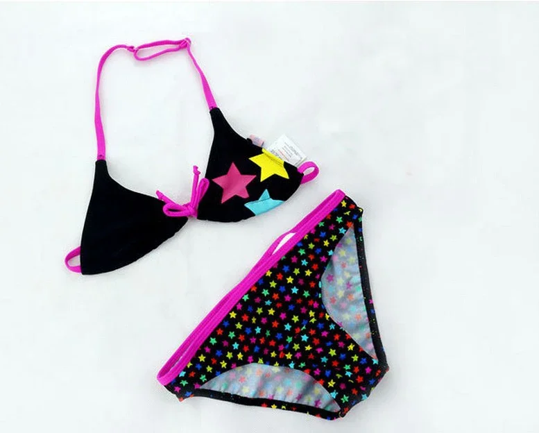 New Summer Bathing Suit Girls Split Two-pieces Swimwear Children Cute Star Pattern Split Bikini Girls Swimsuit two piece swimsuit kids two piece swimwear