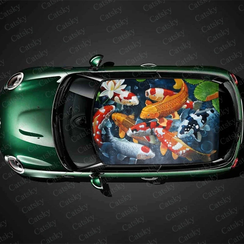 

Koi Flower animal Car stickers roof sunroof decorative vinyl film modified itache general car decals