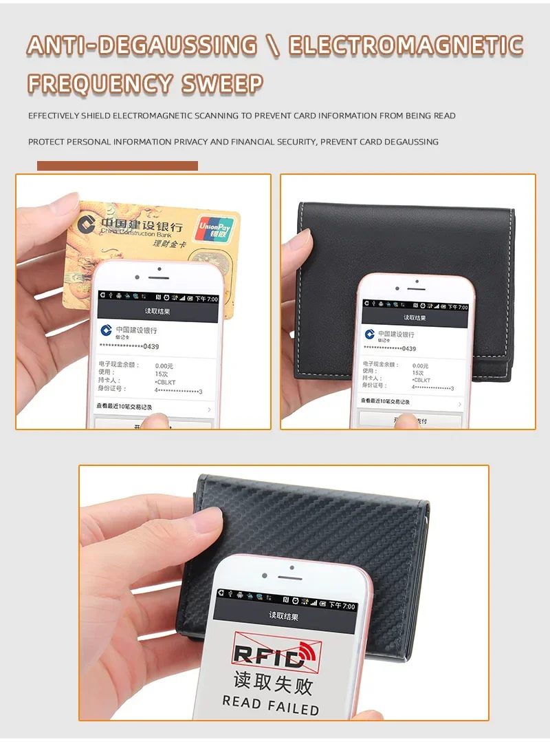 2024 Magnet-Anti-RFID-blockierendes Ausweis-Kreditkartenetui für Herren, Leder-ID-Bank-Geldbörsen mit magnetischer Schnalle, Kartenhalter – Detail 2