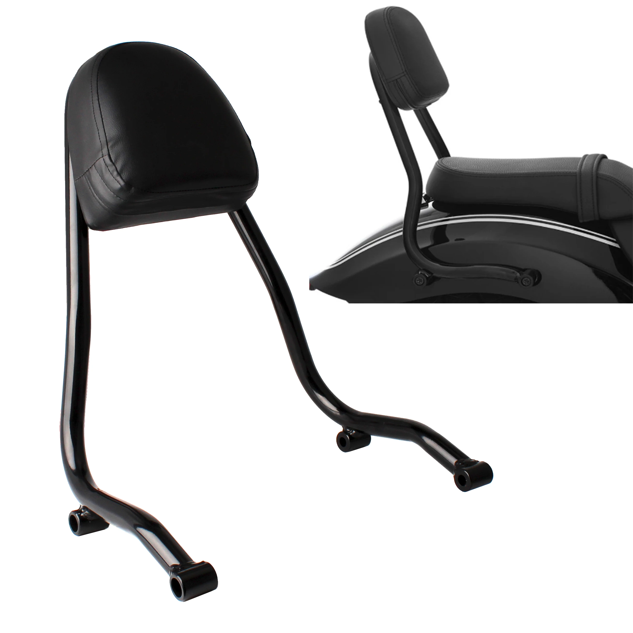 Motorcycle Black Rear Passenger Sissy Bar Carrier Cargo Luggage Rack